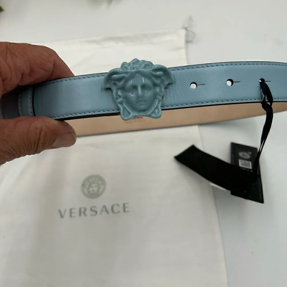 Women’s Versace medusa head leather belt size 75 cm made in Italy